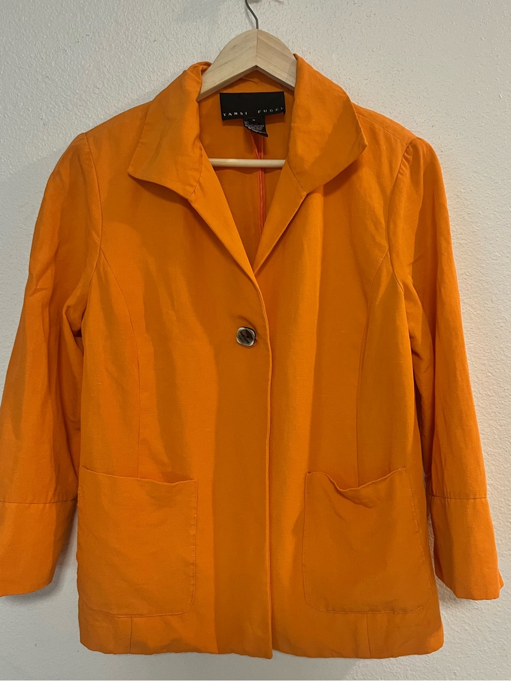 Yansi‎ Fugel Orange Single-Button Lightweight Blazer linen
